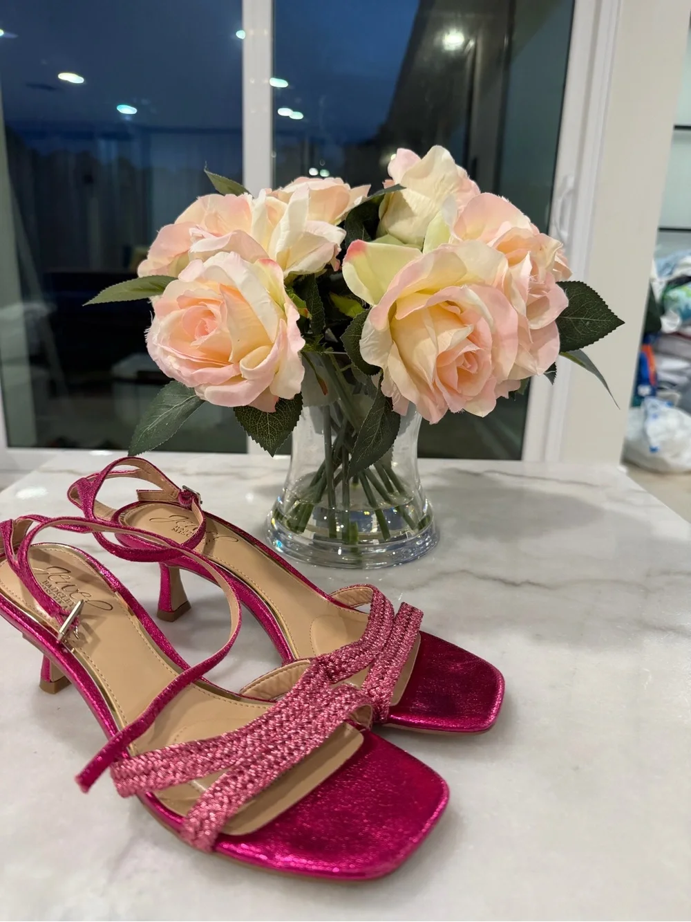 Jewel Badgley Mischka Hayzel Metallic Pink Kitten Heels